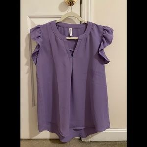 Flutter cap sleeve light purple blouse